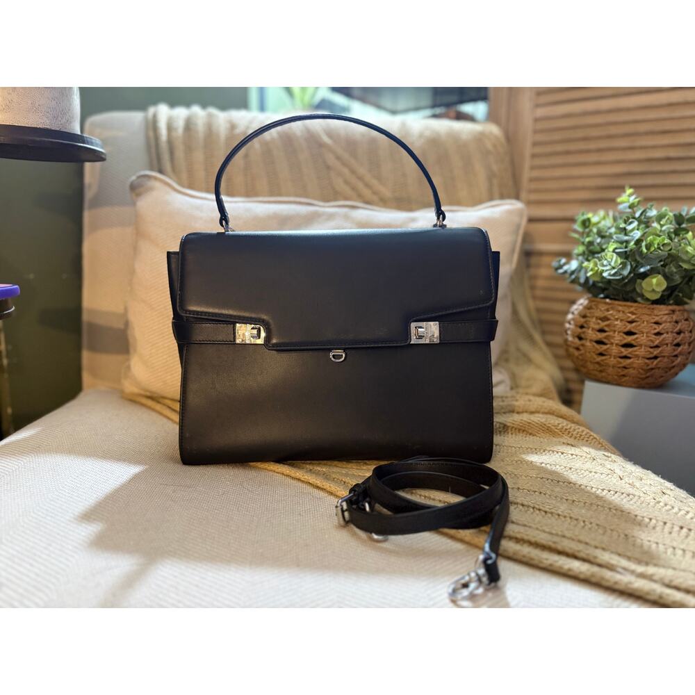 Henri Bendel Uptown Satchel Crossbody - Black Leather